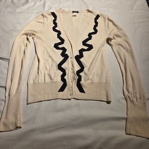 J. Crew Cream Cardigan with Black Accents